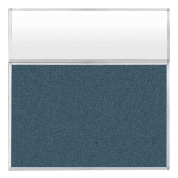 Hush Panel Configurable Cubicle Partition 6' x 6' W/ Window Caribbean Fabric Frosted Window